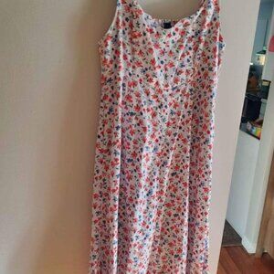 Fit & Flare Linen-Blend Midi Dress Old Navy